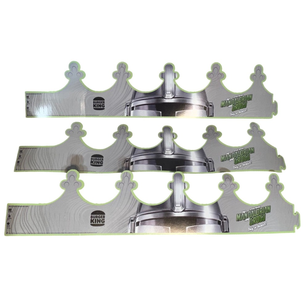 Burger King Mandalorian Crown Set 3pc Star Wars Collectible Grey Green